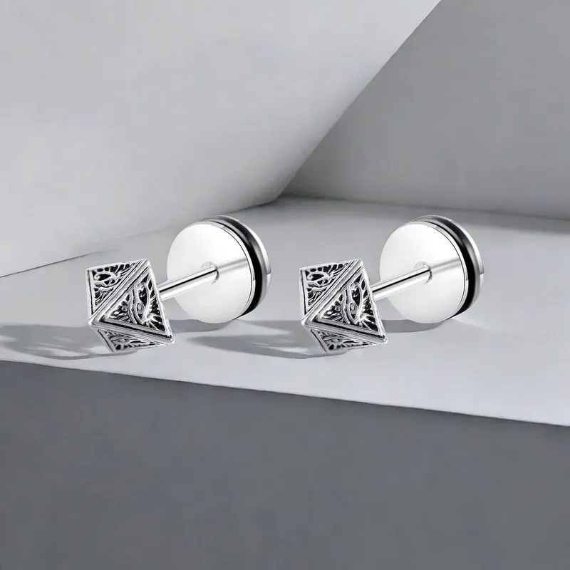QIANFANGDAHUANGYE Alloy S925 Silver Stud Earrings Men's-5