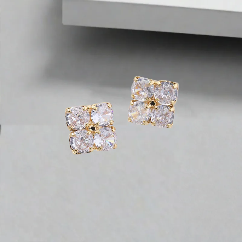 QIANFANGDAHUANGYE Zircon Stud Earrings Women's-4