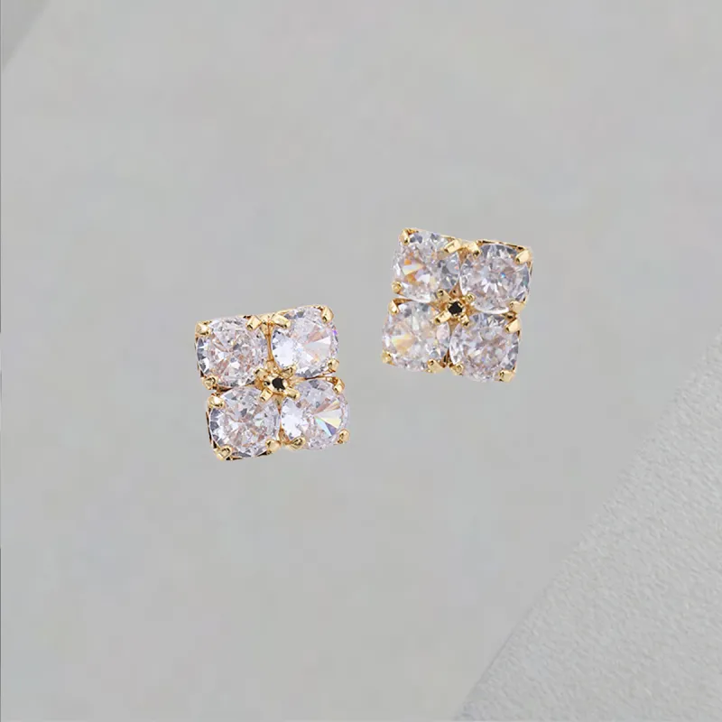 QIANFANGDAHUANGYE Zircon Stud Earrings Women's-5