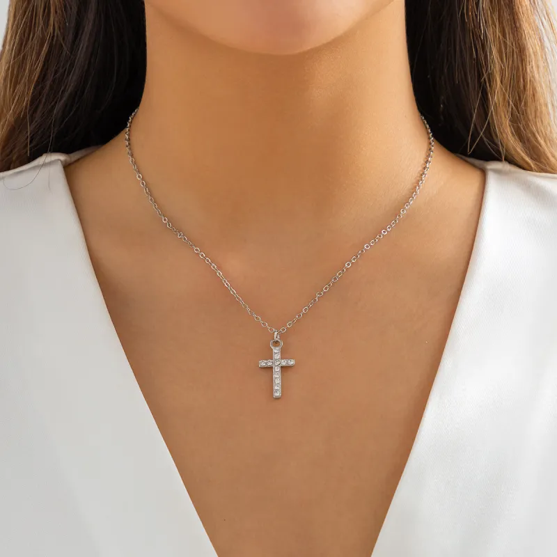QIANFANGDAHUANGYE Zircon Necklaces Women's Silver-1