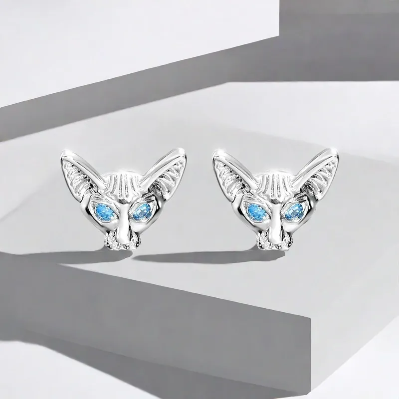 QIANFANGDAHUANGYE Alloy/Zircon Stud Earrings Women's Silver/Blue-5