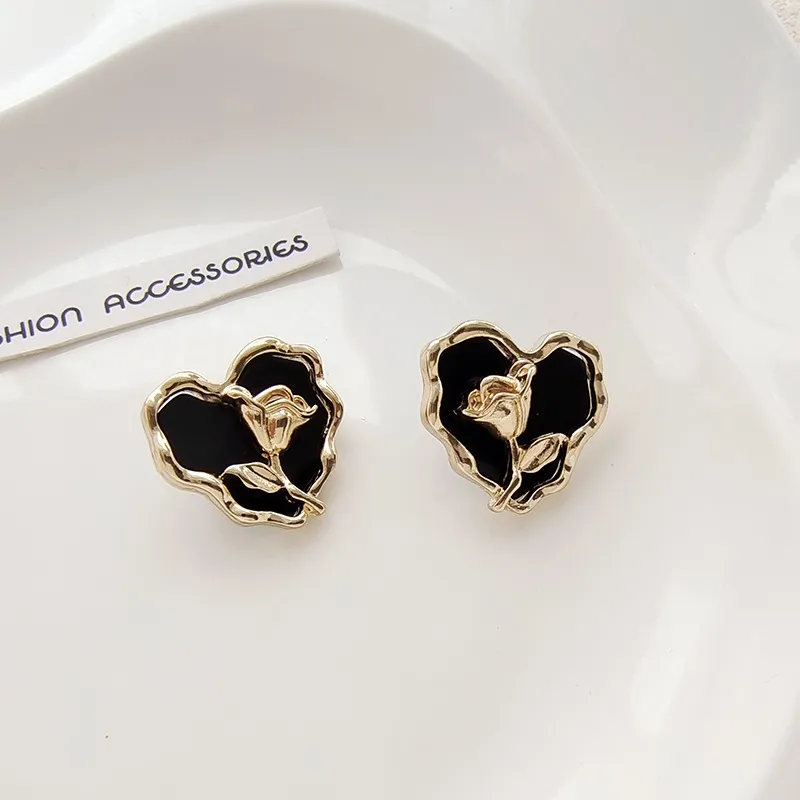 QIANFANGDAHUANGYE Alloy 925 Sterling Silver Resin Stud Earrings Women's-1