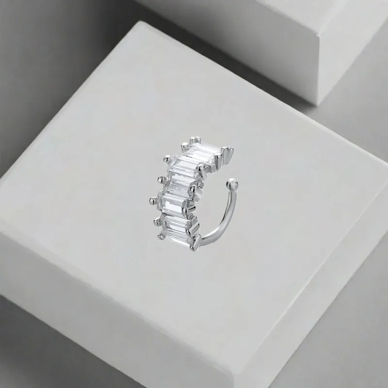 QIANFANGDAHUANGYE Zircon Clip On Earrings Unisex-3