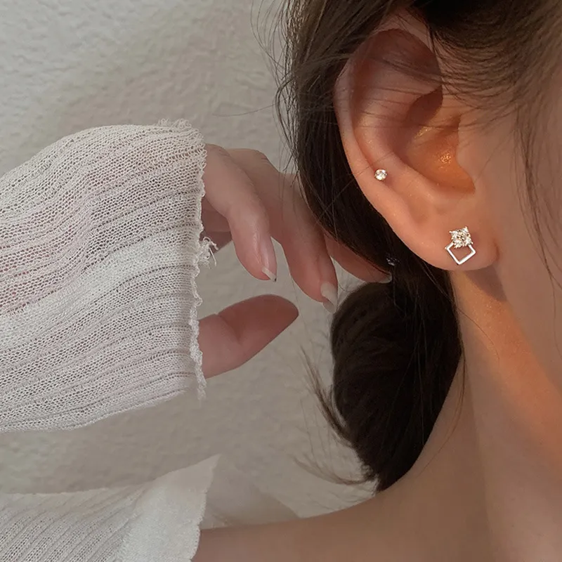 QIANFANGDAHUANGYE Zircon Stud Earrings Women's-1