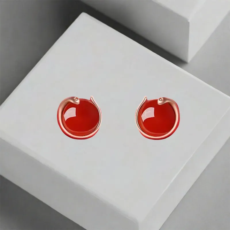 QIANFANGDAHUANGYE S925 Sterling Silver Stud With Alloy Stud Earrings Women's-3