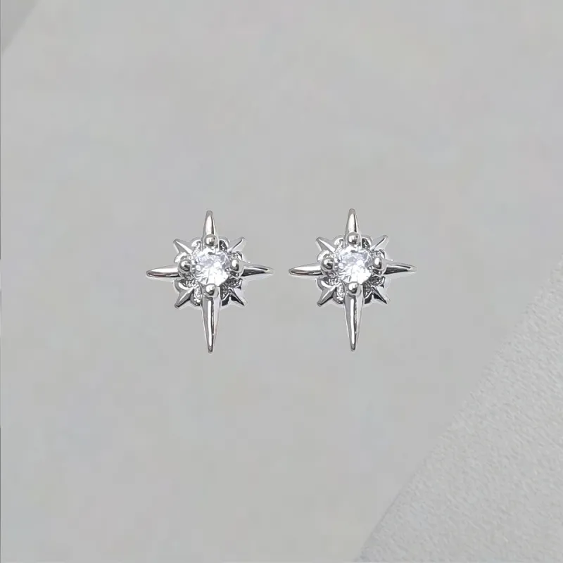 QIANFANGDAHUANGYE Zircon Stud Earrings Unisex-2