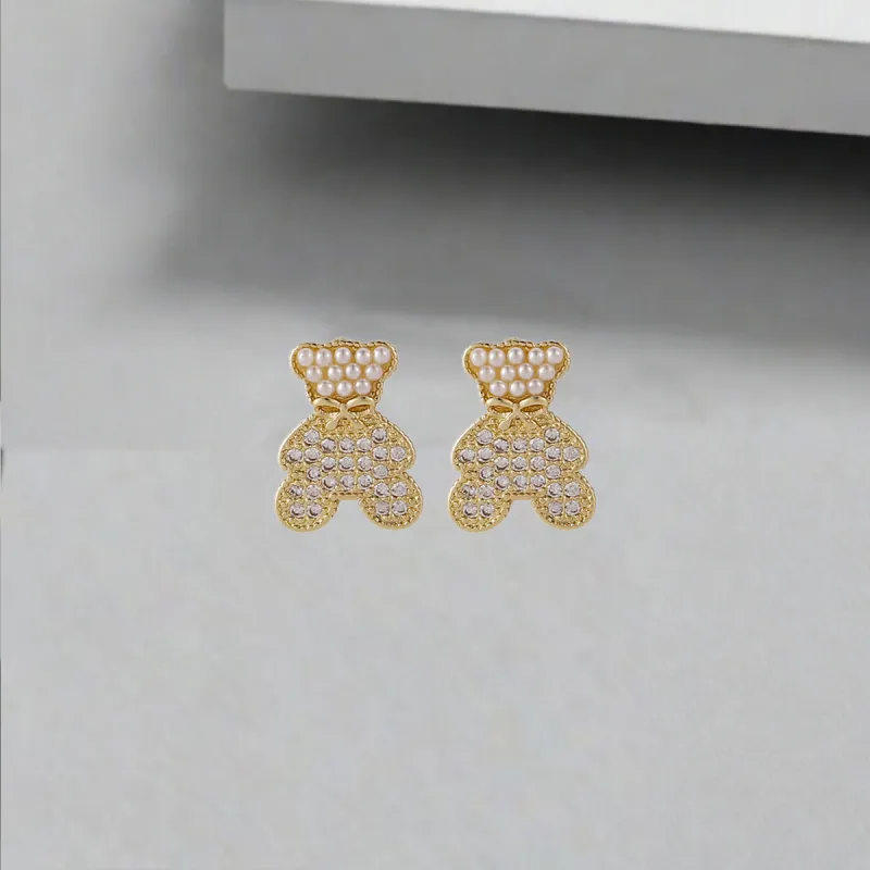 QIANFANGDAHUANGYE Zircon S925 Silver Stud Earrings Women's-3