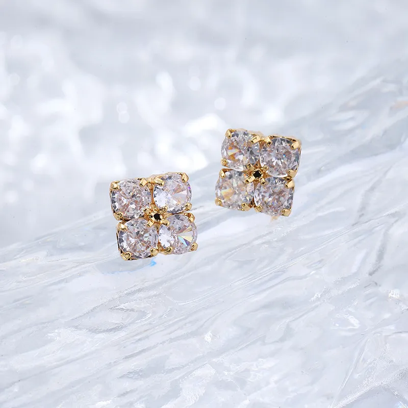 QIANFANGDAHUANGYE Zircon Stud Earrings Women's-2