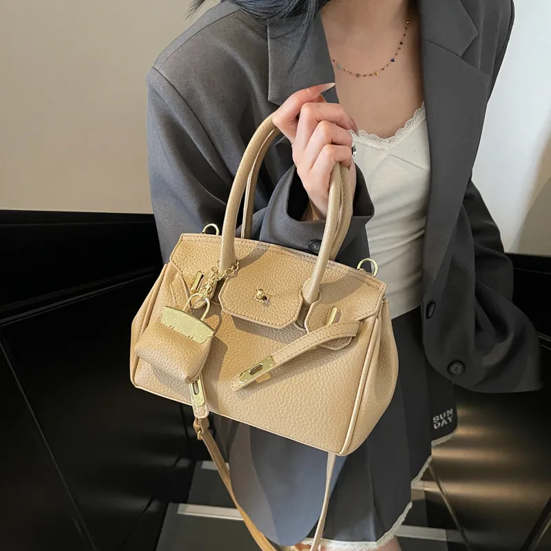 Homeboisportclub PU Shoulder Bag, Crossbody Bag, Handbag Women's Black/White/Khaki-13