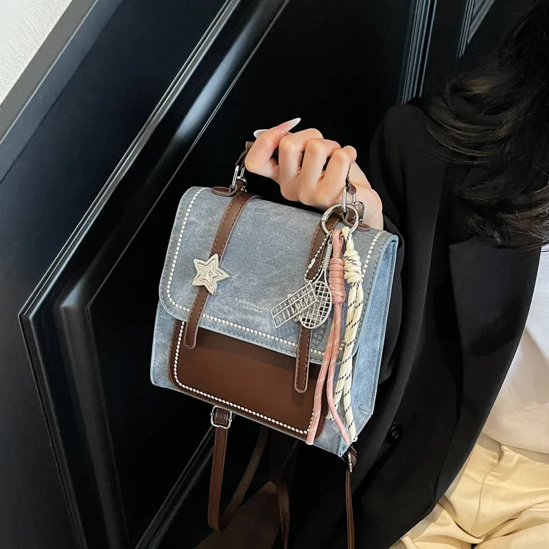 Homeboisportclub PU Backpack Regular Women's Denim Blue/Ecru/Dark Tea-4