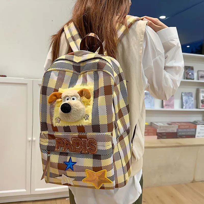 Homeboisportclub Nylon Backpack Unisex Yellow Plaid-5