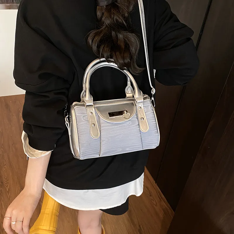 Homeboisportclub PU One Shoulder Handbag Women's Black/Pink/Silver-12