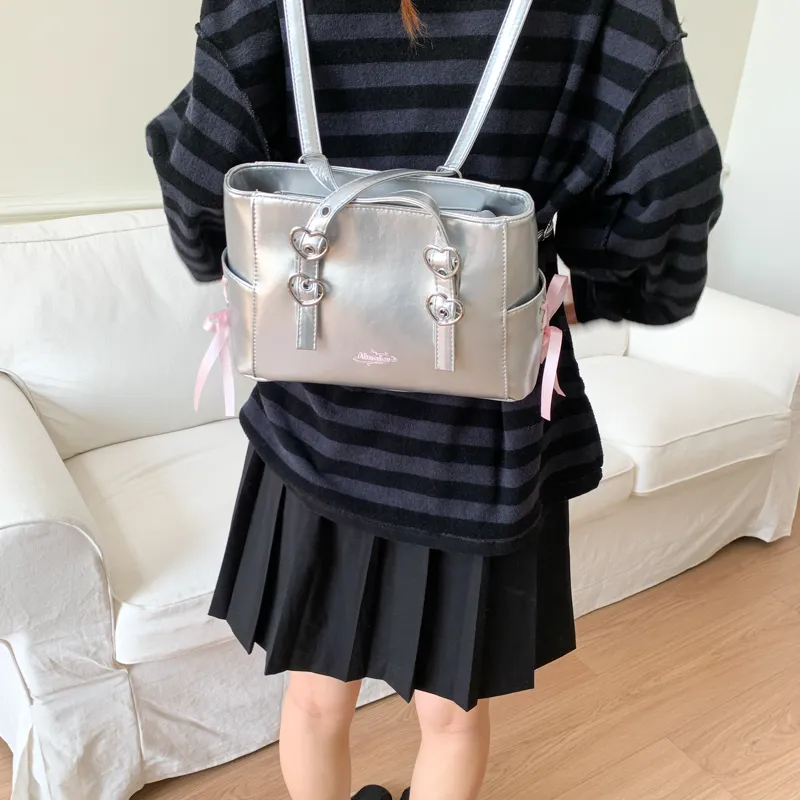 Homeboisportclub PU Backpack Shoulder Bag Unisex Pink/White/Black/Silver/Blue-11