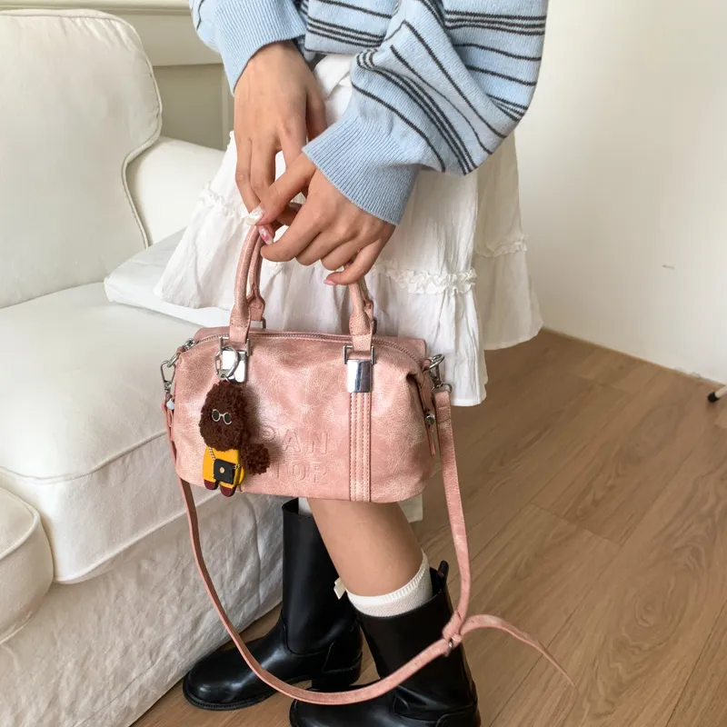 Homeboisportclub PU One Shoulder Handbag Women's Pink/Black/Yellow/Brown-6