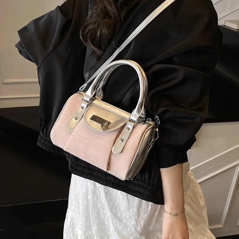 Homeboisportclub PU One Shoulder Handbag Women's Black/Pink/Silver-2