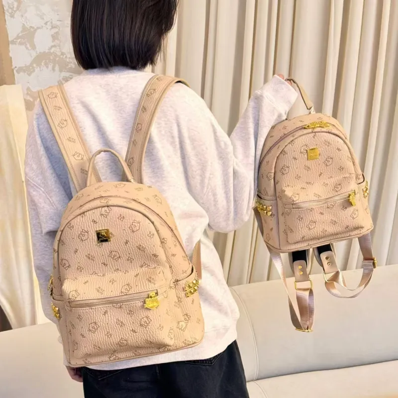 Homeboisportclub PU Backpack Regular Women's Pink/Ecru/Brown/Black-1