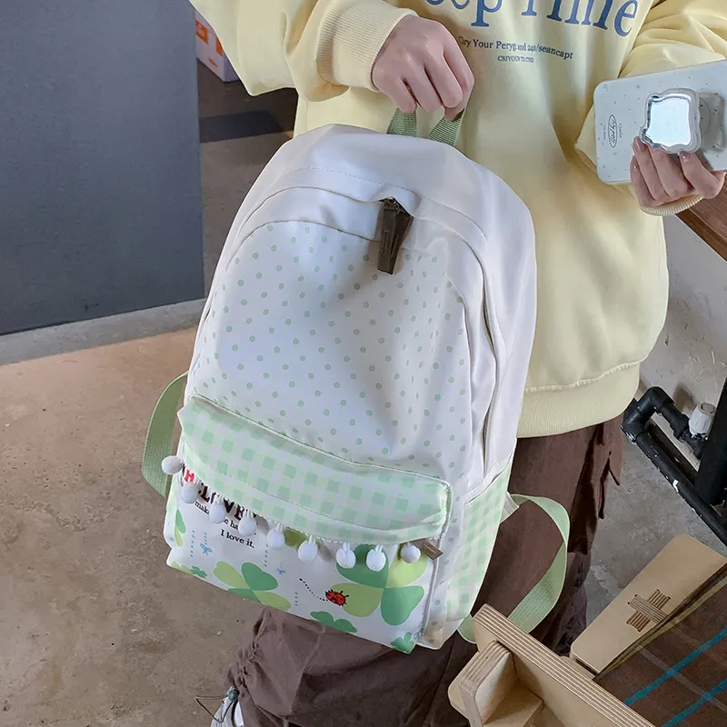 Homeboisportclub Composite Cloth Backpack Unisex White Green-4