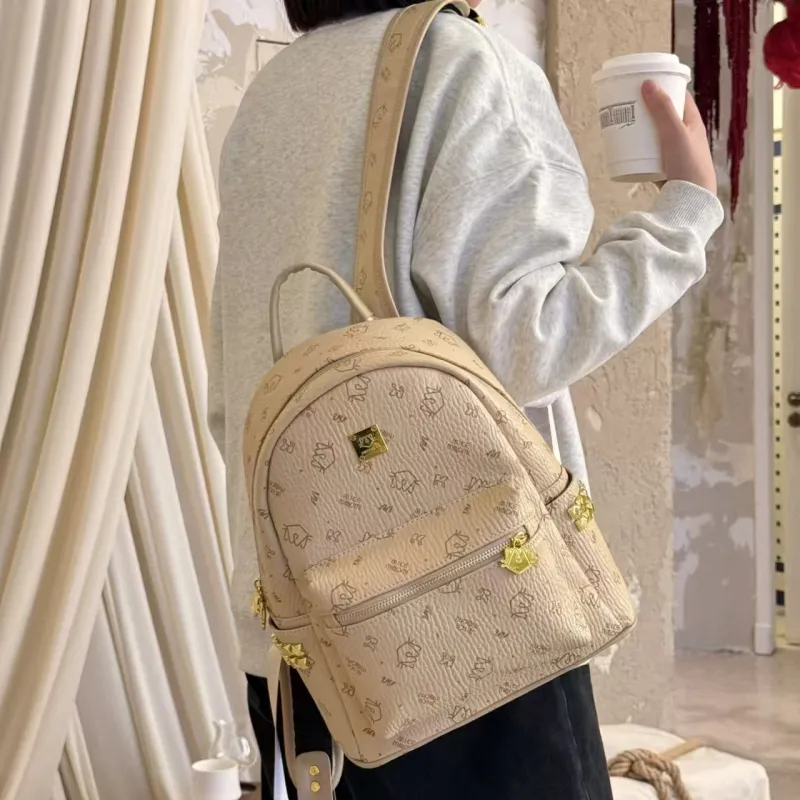 Homeboisportclub PU Backpack Regular Women's Pink/Ecru/Brown/Black-3