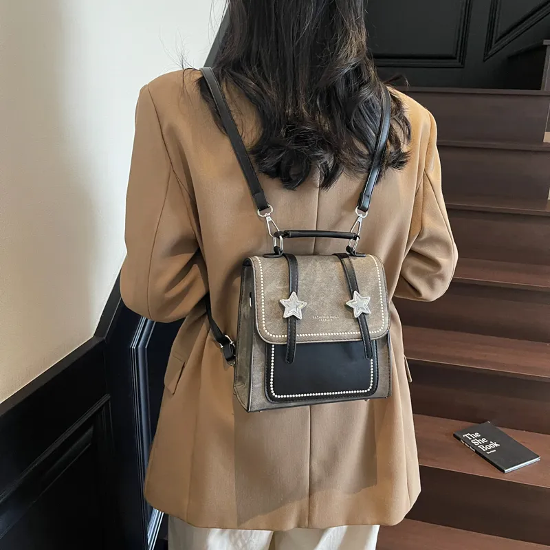 Homeboisportclub PU Backpack Regular Women's Denim Blue/Ecru/Dark Tea-13