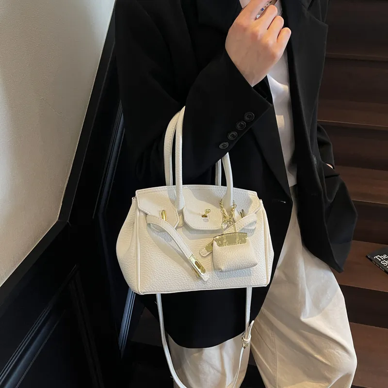 Homeboisportclub PU Shoulder Bag, Crossbody Bag, Handbag Women's Black/White/Khaki-8