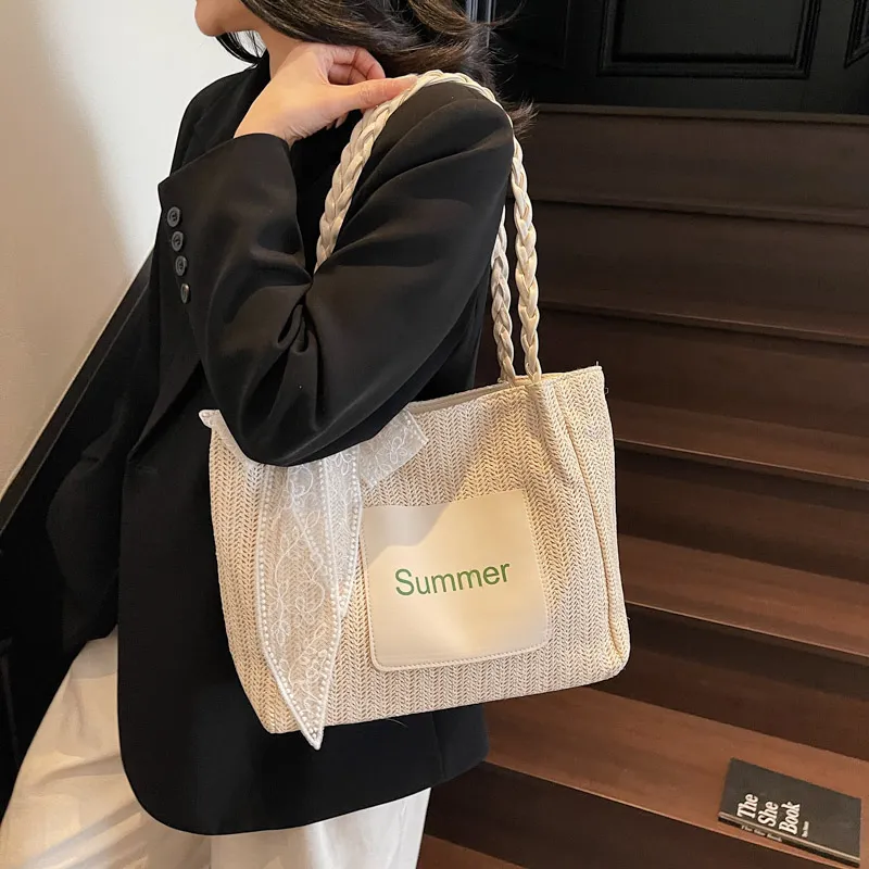 Homeboisportclub PU Patch Woven Tote Bag, Shopping Bag, Shoulder Bag Women's Multicolor-3