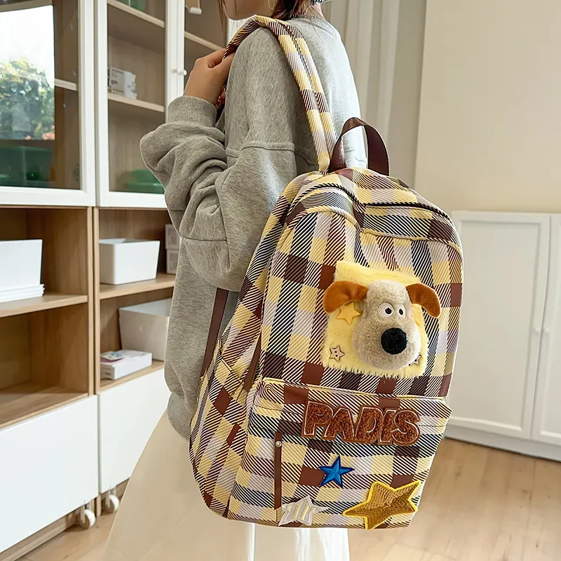 Homeboisportclub Nylon Backpack Unisex Yellow Plaid-1