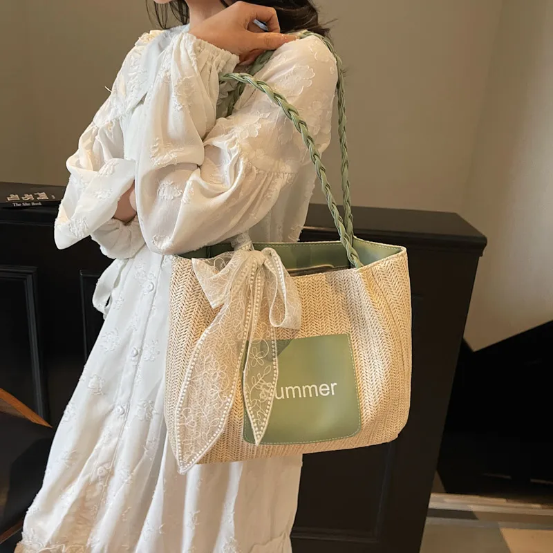 Homeboisportclub PU Patch Woven Tote Bag, Shopping Bag, Shoulder Bag Women's Multicolor-24