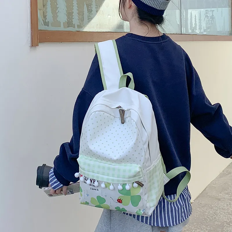 Homeboisportclub Composite Cloth Backpack Unisex White Green-2
