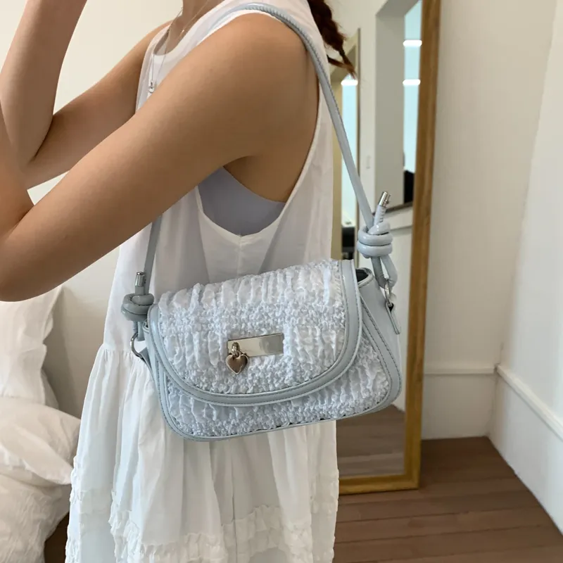 Homeboisportclub Composite Leather Shoulder Bag Women's Light Blue-3