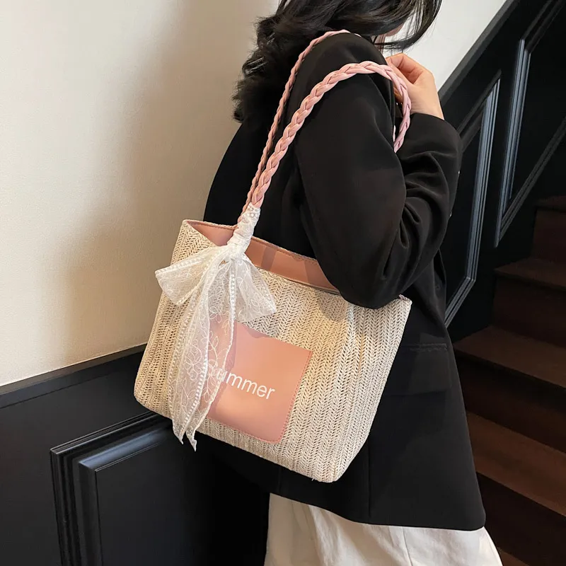 Homeboisportclub PU Patch Woven Tote Bag, Shopping Bag, Shoulder Bag Women's Multicolor-16