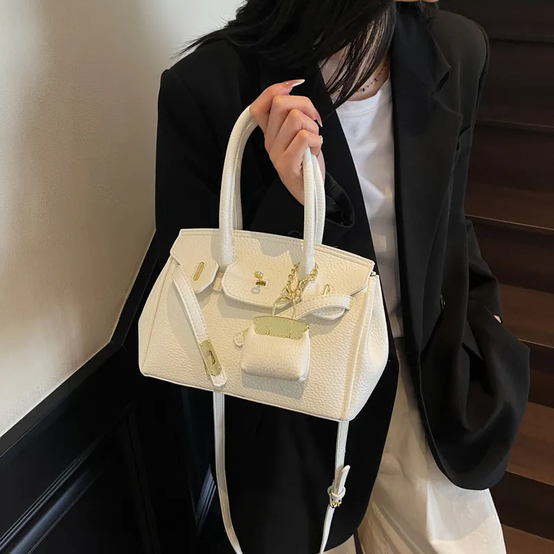 Homeboisportclub PU Shoulder Bag, Crossbody Bag, Handbag Women's Black/White/Khaki-9