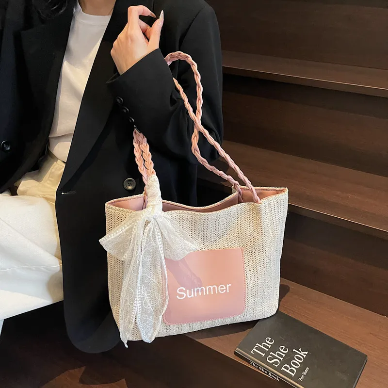 Homeboisportclub PU Patch Woven Tote Bag, Shopping Bag, Shoulder Bag Women's Multicolor-19