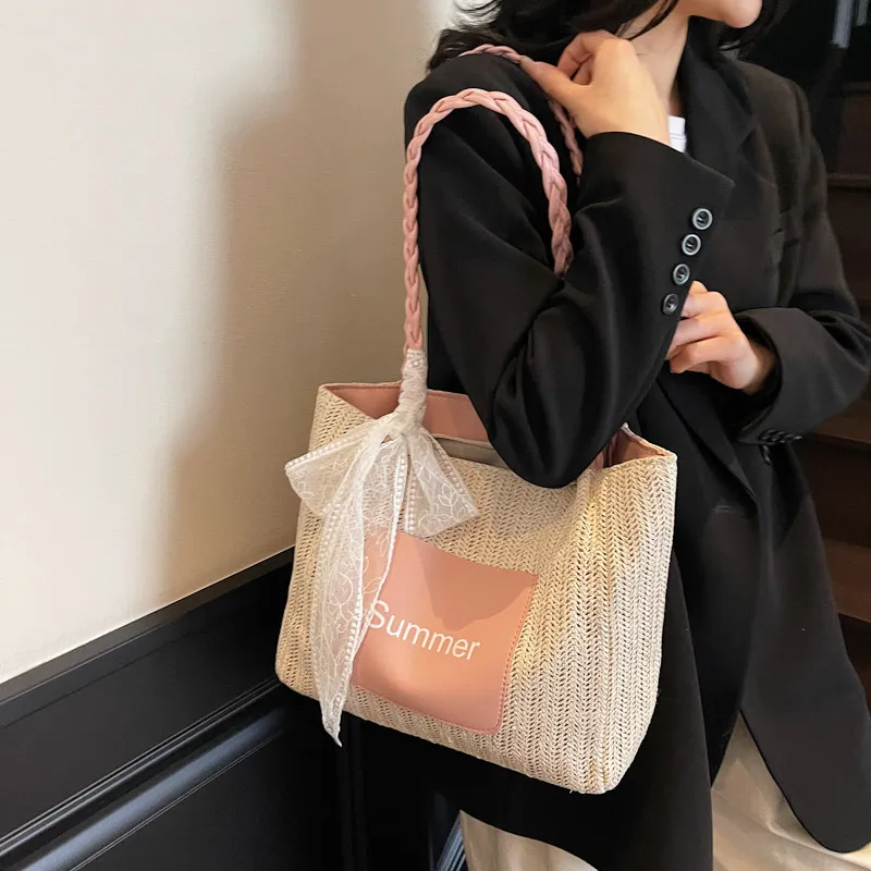 Homeboisportclub PU Patch Woven Tote Bag, Shopping Bag, Shoulder Bag Women's Multicolor-17
