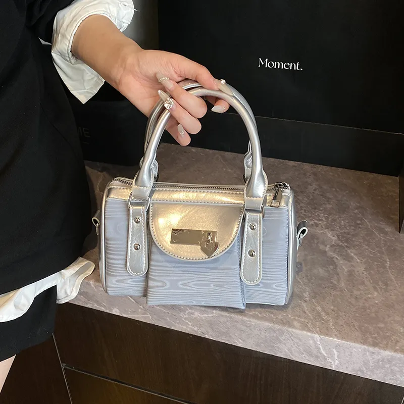 Homeboisportclub PU One Shoulder Handbag Women's Black/Pink/Silver-9