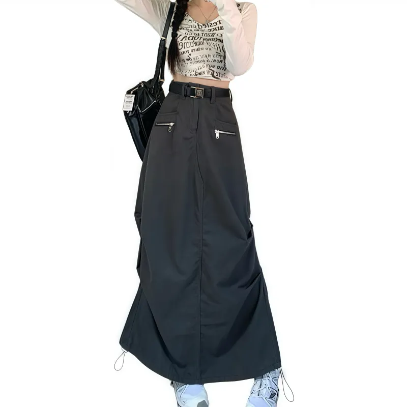 KYKW Casual Long Skirts Women's Gray-2