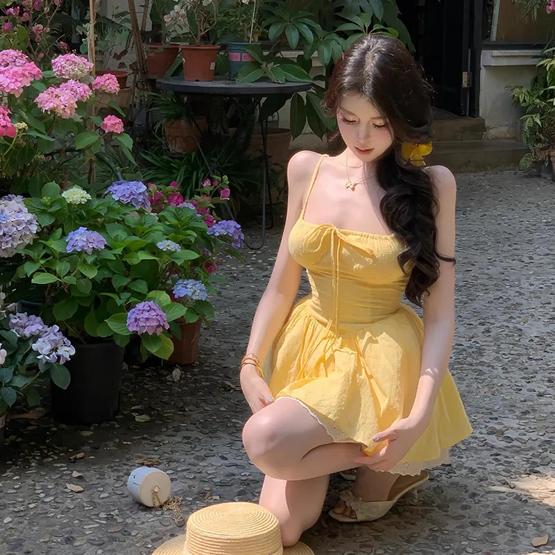 KYKW Slip Dresses Women's Yellow-3