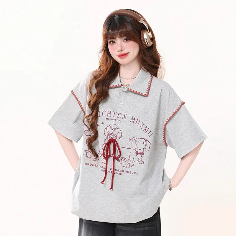 KYKW Drop Shoulder Sleeve T Shirt Women's Gray-2