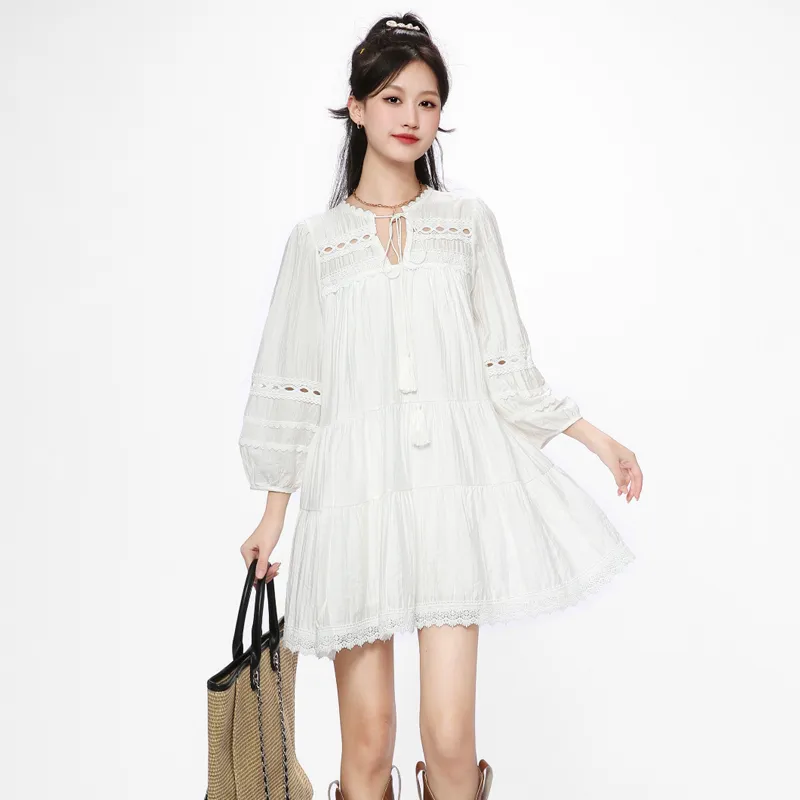 KYKW Long Sleeved Dresses Women's White-2