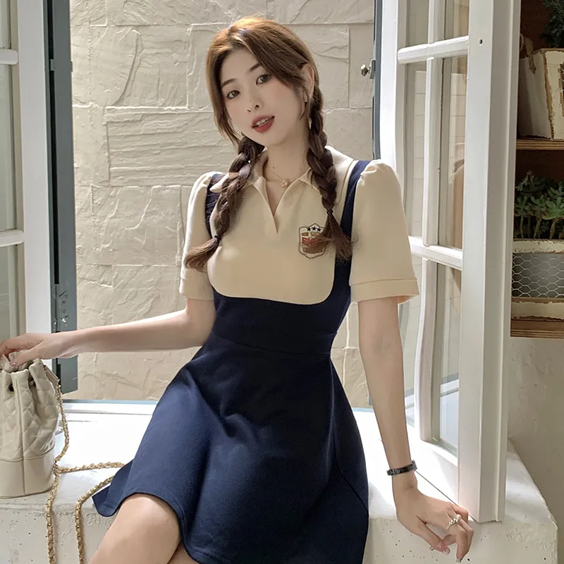 KYKW Short Sleeved Dress Women's Navy Blue-3