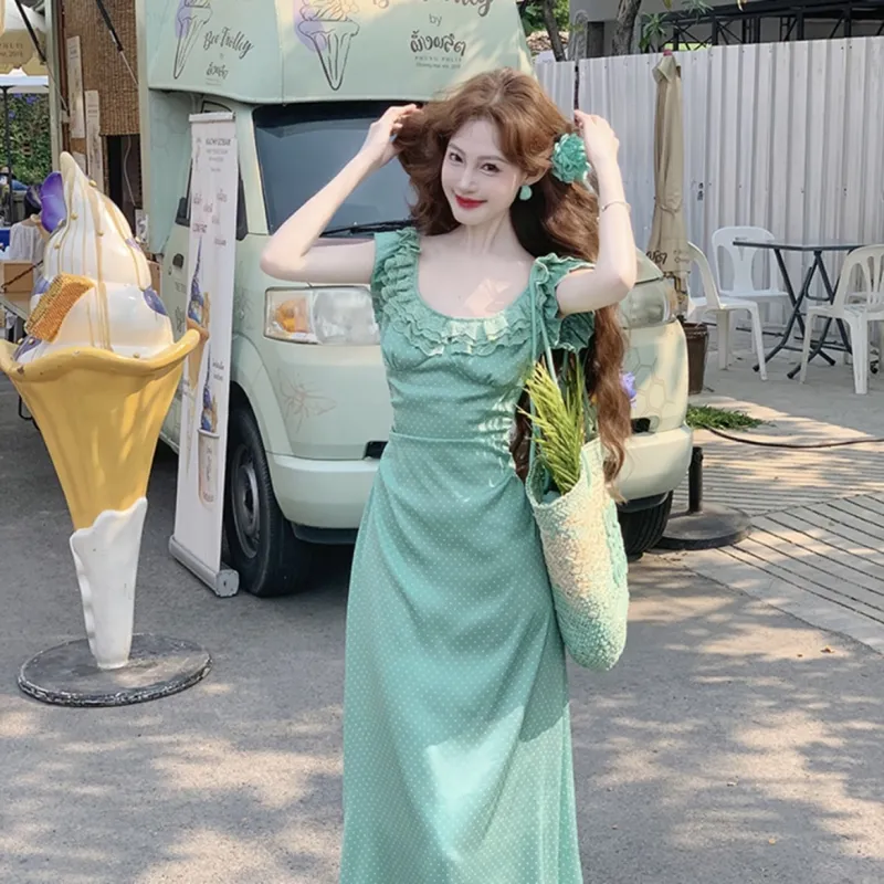 KYKW Sleeveless Dresses Women's Green-3