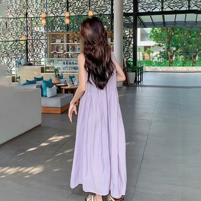 Fashion Sleeveless Dress Women's Dreamy Purple-11