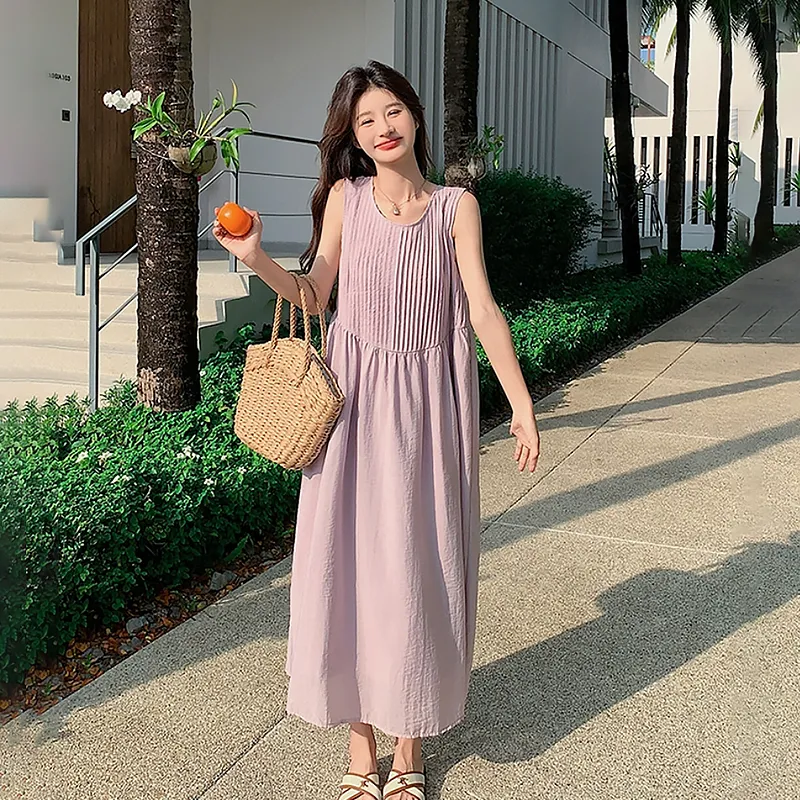 Fashion Sleeveless Dress Women's Dreamy Purple-13