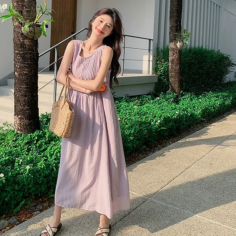 Fashion Sleeveless Dress Women's Dreamy Purple-14
