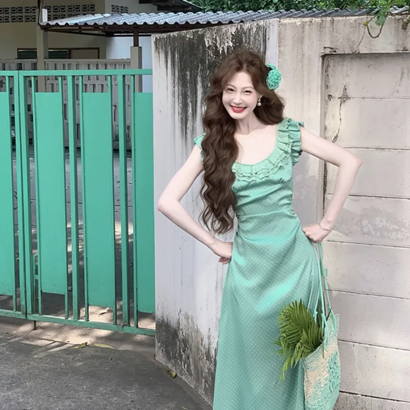 KYKW Sleeveless Dresses Women's Green-5