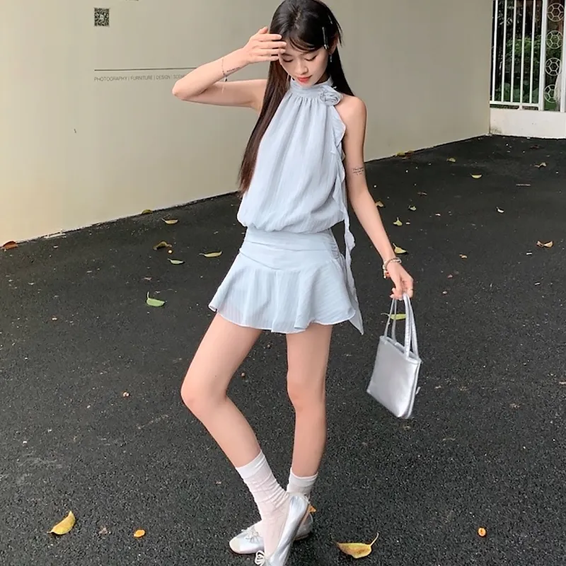 KYKW Sleeveless Dress Women's Gray Blue-4