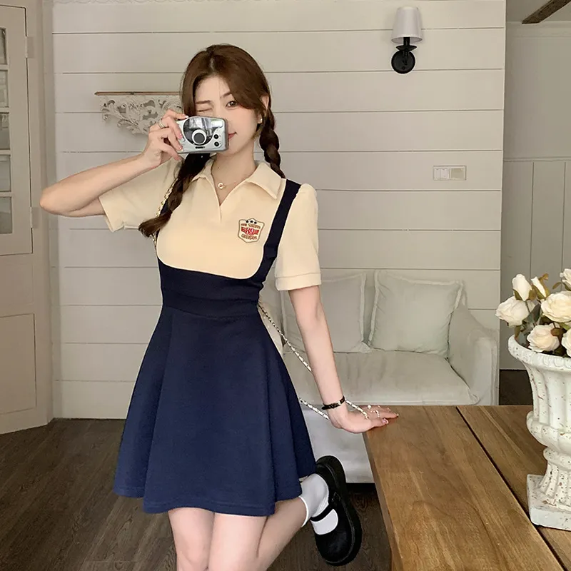 KYKW Short Sleeved Dress Women's Navy Blue-5