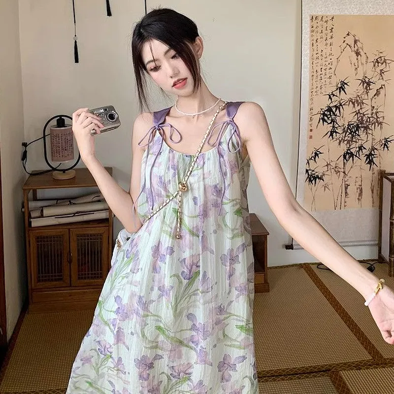 KYKW Slip Dresses Women's Purple Printed Dress-1