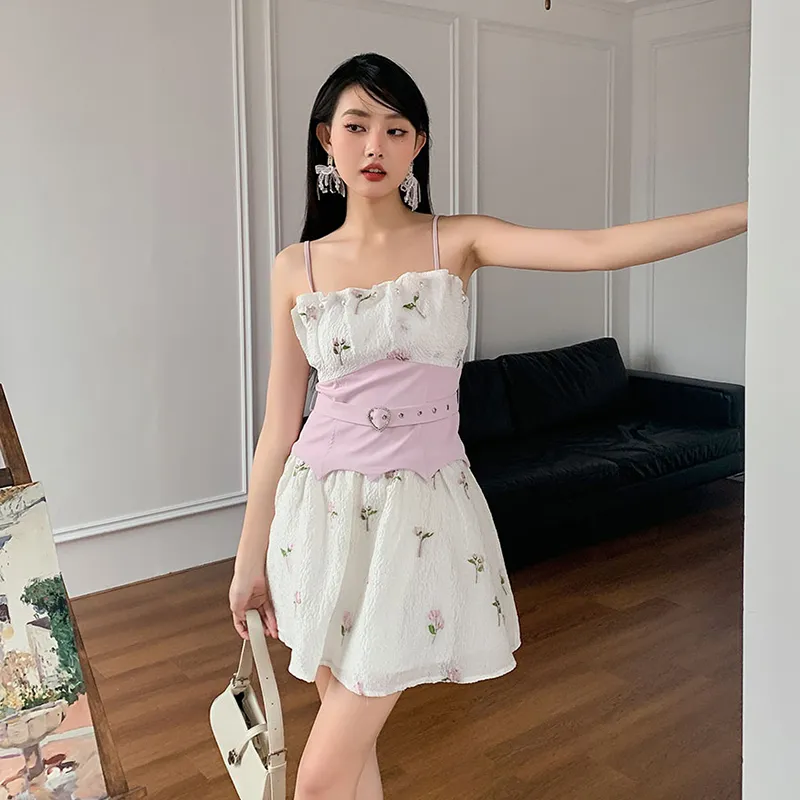 KYKW Slip Dresses Women's Pink White-5
