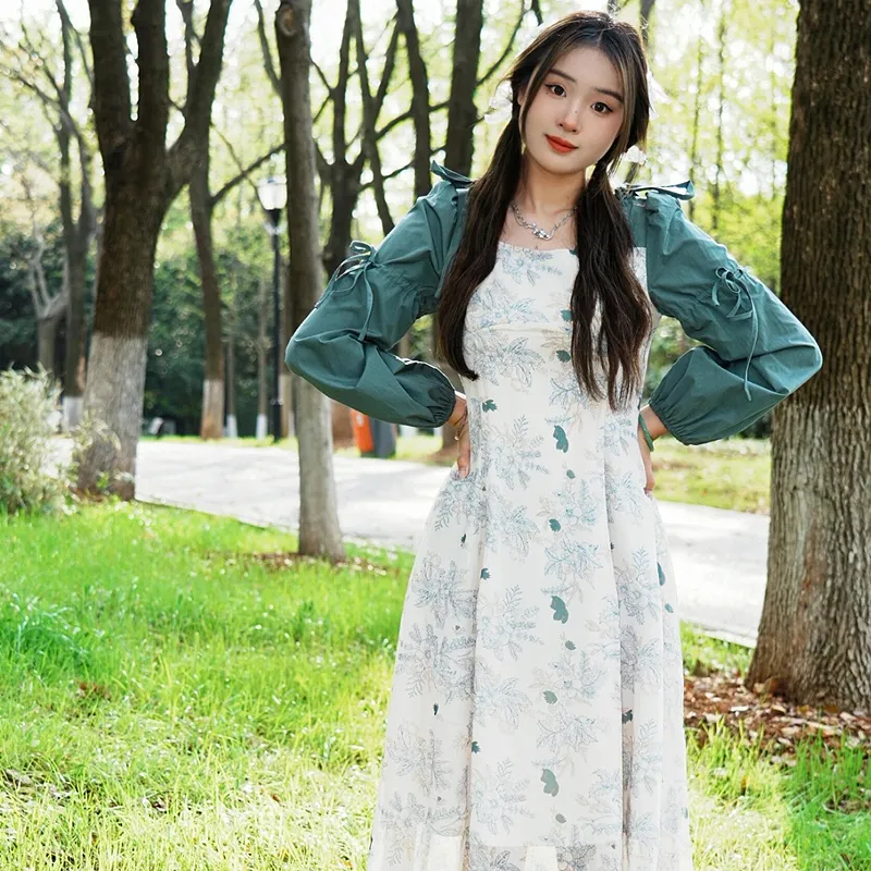 KYKW Long Sleeved Dress Women's Green-5