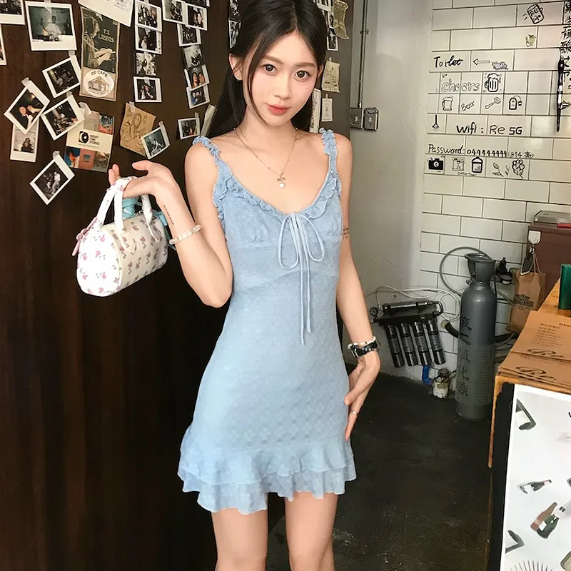 KYKW Slip Dresses Women's Blue-4